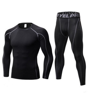 🏃‍♂️ Men’s Compression Training Suit – Running Fitness Sportswear Set (Long Sleeve Shirt + Tights)