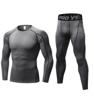 🏃‍♂️ Men’s Compression Training Suit – Running Fitness Sportswear Set (Long Sleeve Shirt + Tights)