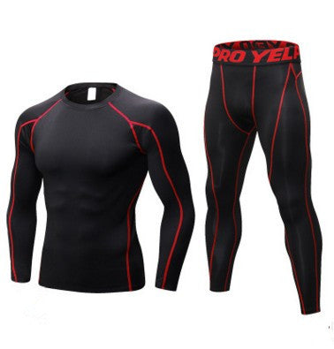 🏃‍♂️ Men’s Compression Training Suit – Running Fitness Sportswear Set (Long Sleeve Shirt + Tights)