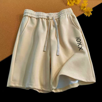 Men’s Vintage Letter Print Shorts – Loose Fit Summer Straight Casual Streetwear