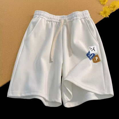 Men’s Vintage Letter Print Shorts – Loose Fit Summer Straight Casual Streetwear