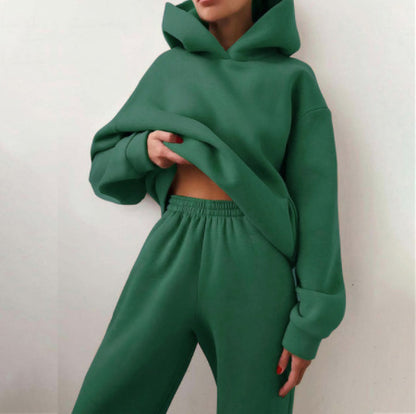 Women’s Casual Hooded Sweater Two-Piece Tracksuit – Cozy Hoodie & Jogger Set for Loungewear