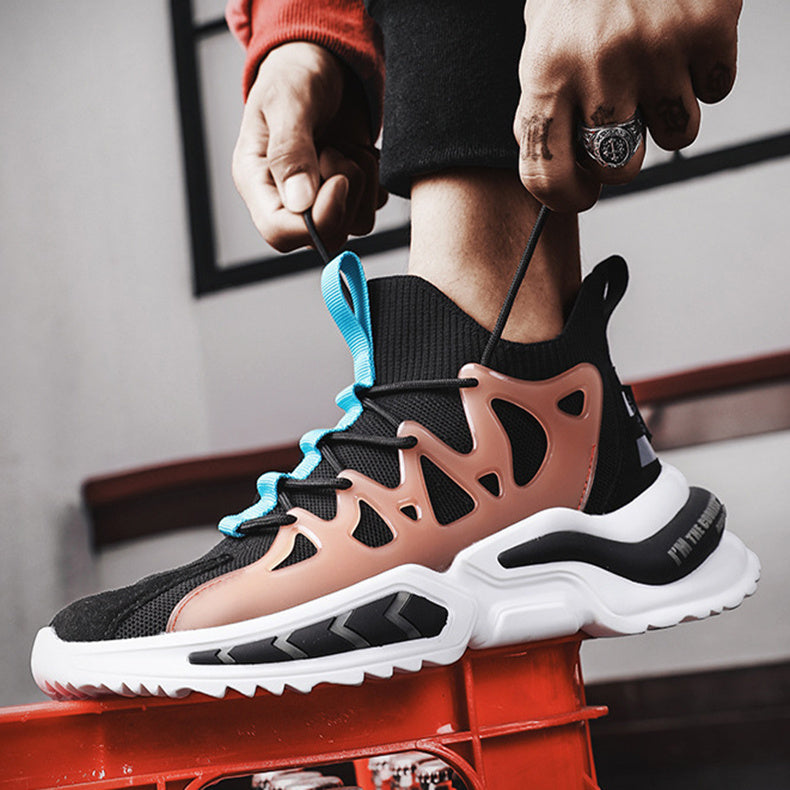 Men’s Fashion Black Sneakers – Non-Slip Gym Running Sports Shoes for Comfort and Performance