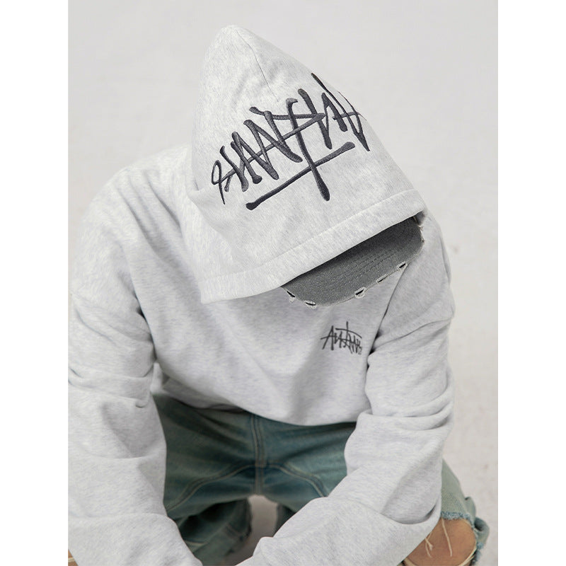 🧥 Men’s Hand-Painted Letter Embroidered Hoodie – Fashion Streetwear Pullover