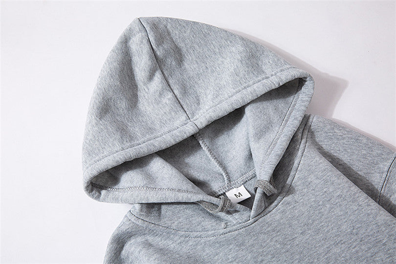 🧥 Fleece-Lined Letter Print Hoodie – Warm Drawstring Pullover with Front Pocket