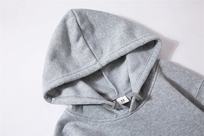 🧥 Fleece-Lined Letter Print Hoodie – Warm Drawstring Pullover with Front Pocket