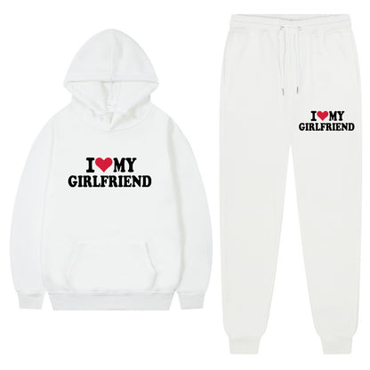 👕 “I Love My Girlfriend” Print Casual Suit – Men’s Comfortable Matching Outfit