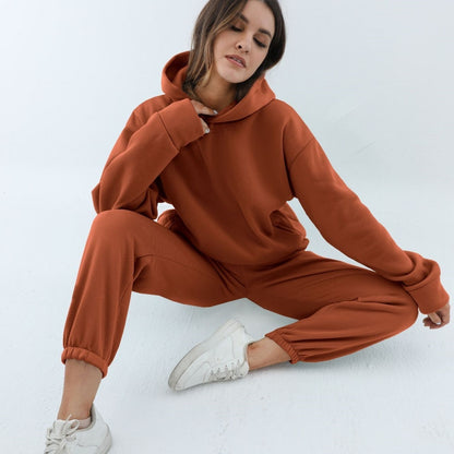 Women’s Casual Hooded Sweater Two-Piece Tracksuit – Cozy Hoodie & Jogger Set for Loungewear