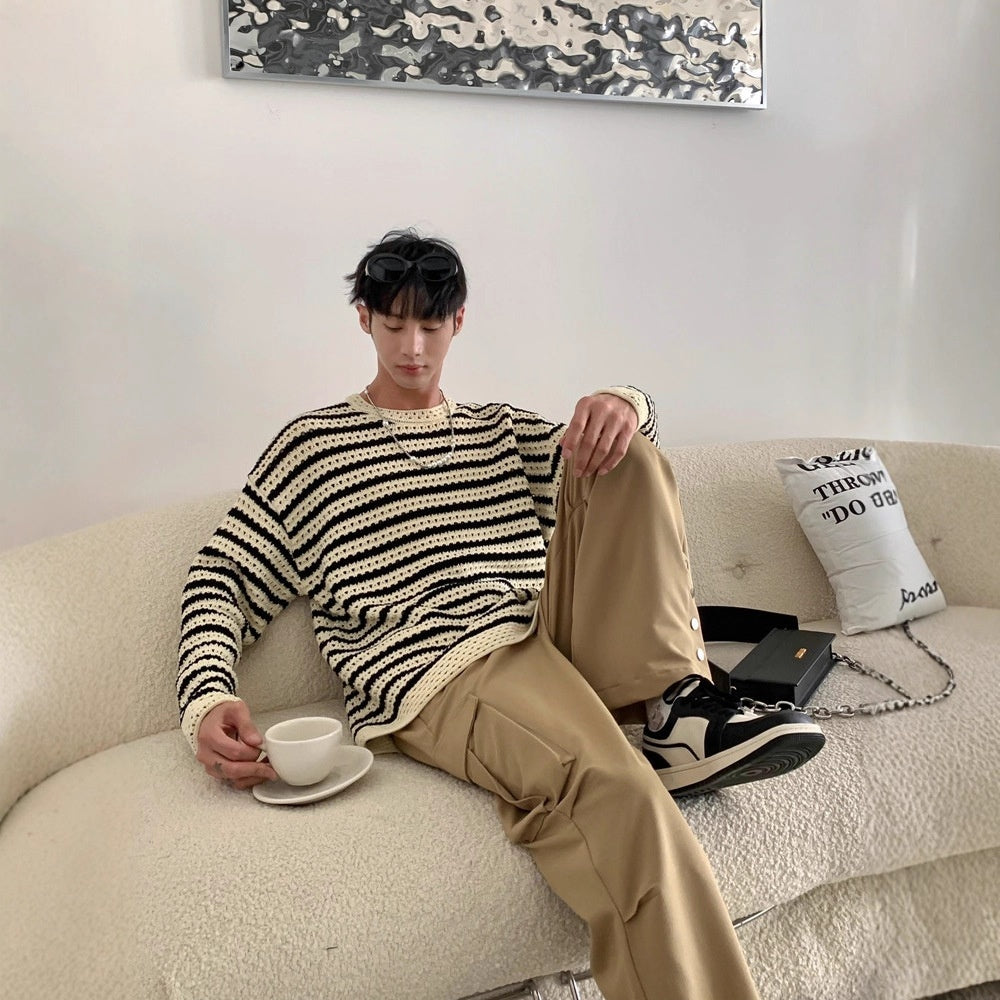 🧥 Men’s High-End Lazy Style Sweater – Long Sleeve Casual Designer Knitwear