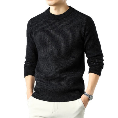 🧥 Round Neck Men’s Thick Long Sleeve Sweater – Versatile Fashion Base Layer