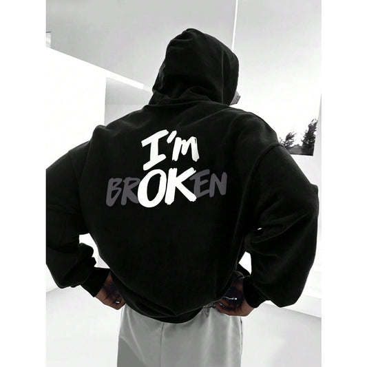 🧥 “I’m OK” Printed Hoodie – Casual Streetwear Graphic Pullover